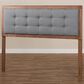 Baxton Studio Sarine King Panel Headboard with Dark Grey Upholstered in Walnut Brown, , large