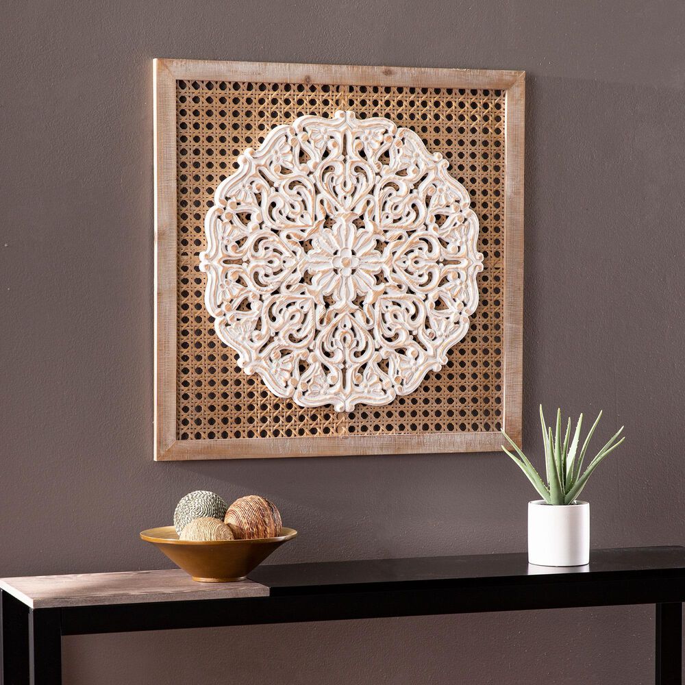 Southern Enterprises Heraldi Wall Decor Panel in Natural and Distressed White, , large