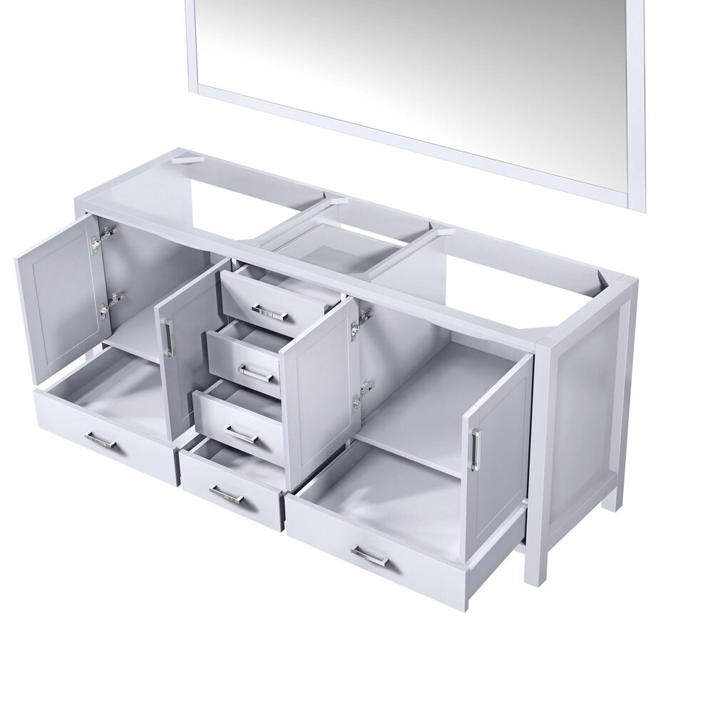 Lexora Home Jacques 72&quot; Double Bathroom Vanity Cabinet Only in White and 70&quot; Mirror, , large