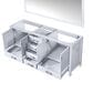 Lexora Home Jacques 72" Double Bathroom Vanity Cabinet Only in White and 70" Mirror, , large