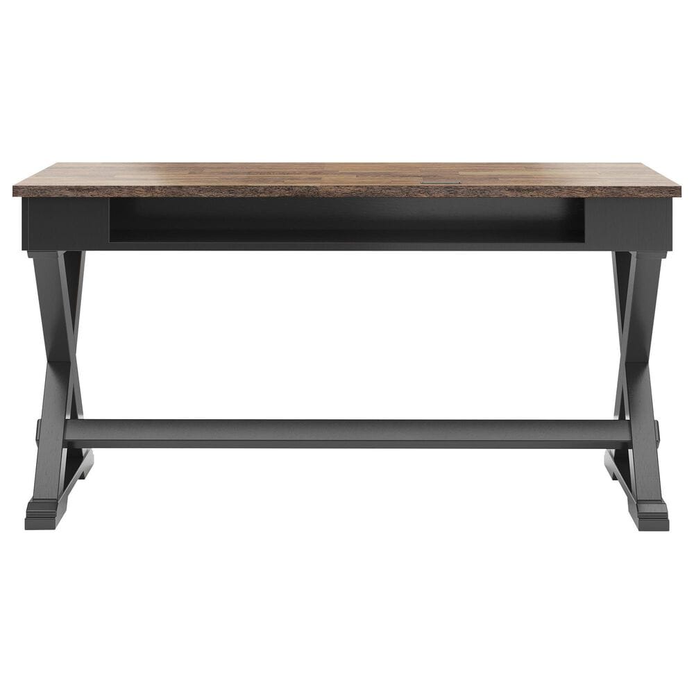 Ashley Wildenauer Home Office Desk in Rich Brown and Warm Satin Black, , large