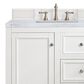 James Martin Vanities De Soto 36" Single Bathroom Vanity in Bright White with 3 cm Carrara White Marble Top and Rectangular Sink, , large