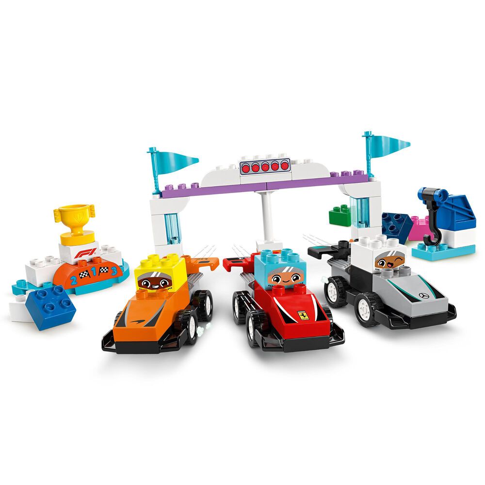 LEGO Duplo F1 Team Race Cars and Drivers Building Set in Multicolor, , large