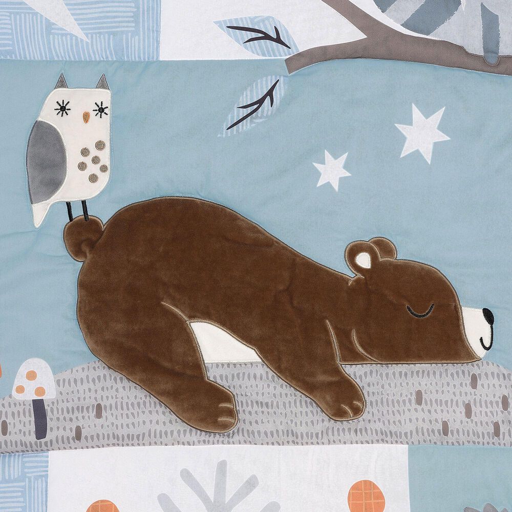 Lambs and Ivy Sleepytime Bear 3-Piece Baby Nursery Crib Bedding Set in Brown, White, Gray and Rust, , large