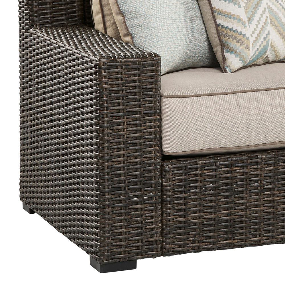 Ashley Coastline Bay Stationary Patio Sofa in Brown, , large