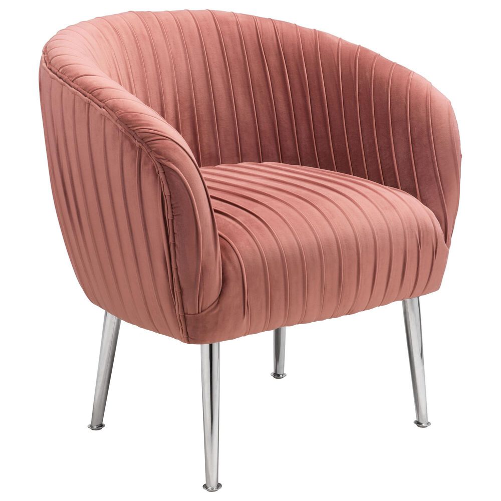Zuo Modern Betsy Accent Chair in Pink and Silver, , large