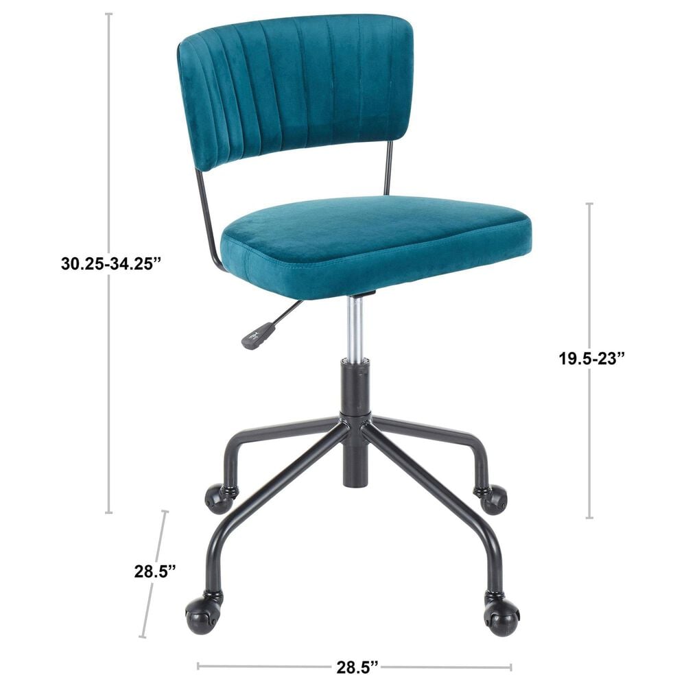 Lumisource Tania Task Chair with Light Blue Velvet Cushion in Gold, , large
