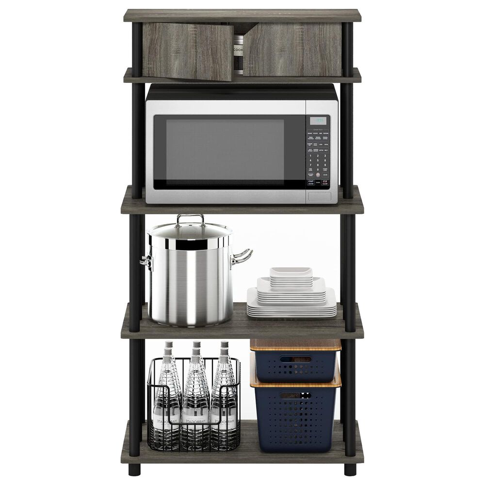 HOMLUX Turn-N-Tube 3-Tier Kitchen Storage Shelf with Top Cabinet in French Oak Grey and Black, , large