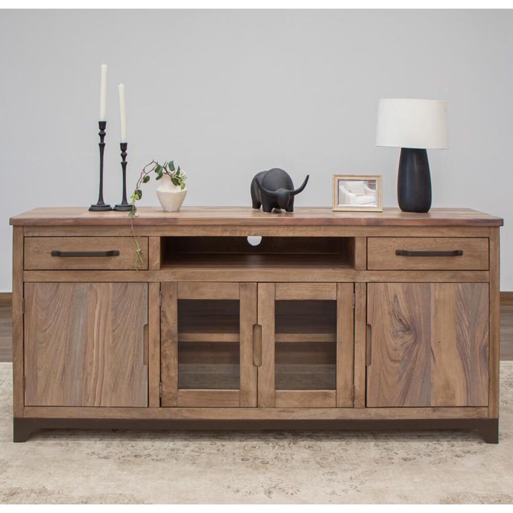 Fallridge Natural Parota 70&quot; TV Stand in Natural Tone, , large