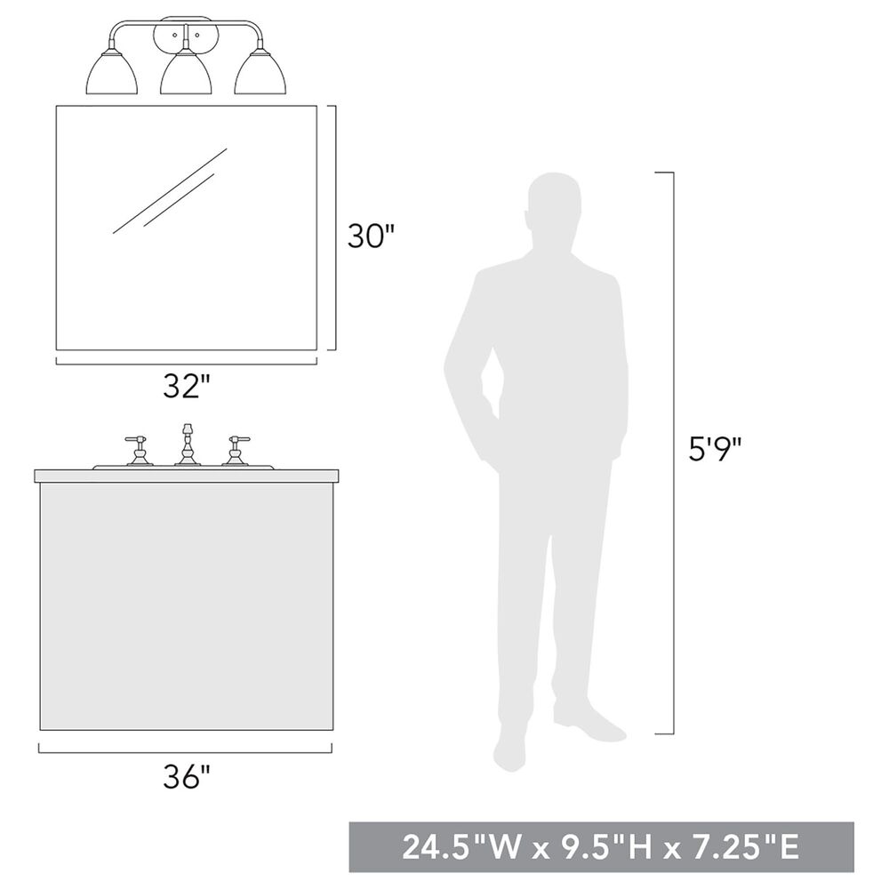 Golden Lighting Zoey 3-Light Bath Vanity in Pewter and White, , large