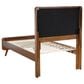 Pacific Landing Robyn Twin Upholstered Platform Panel Bed in Dark Gray and Dark Walnut, , large