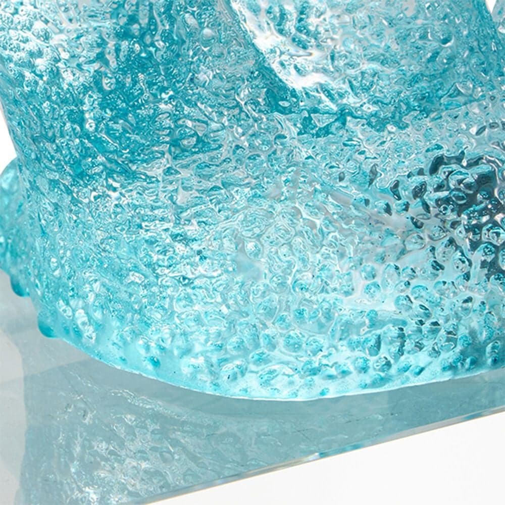 Maple and Jade Coral Ombre Decorative Sculpture with Base in Blue and Clear, , large
