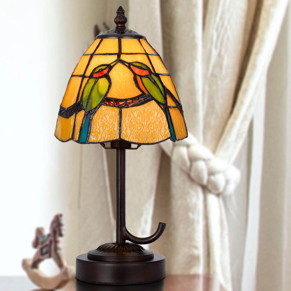 Cal Lighting 13" Tiffany Accent Lamp with Green and Cream Shade in Dark Bronze, , large
