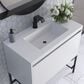 James Martin Mantova 35.4" Single Bathroom Vanity in Glossy White and Matte Black with 2 cm Glossy White Solid Surface Top and Rectangular Sink, , large