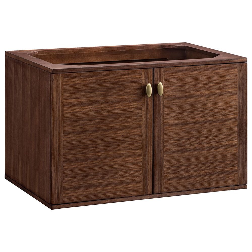 James Martin Vanities Amberly 36" Single Bathroom Vanity in Mid-Century Walnut with Single Hole 3 cm White Zeus Quartz Top and Rectangular Sink, , large