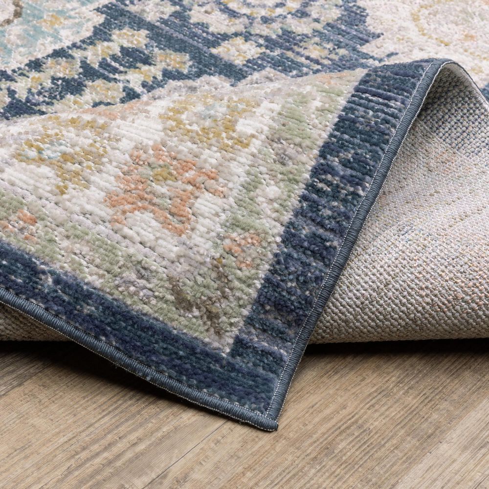 ROW by Oriental Weavers Cavett CAV07 Blue and Gold 5'3" x 7'6" Area Rug, , large