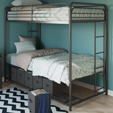 DHP Bellona Twin over Twin Bunk Bed with Storage Bed in Black, , large