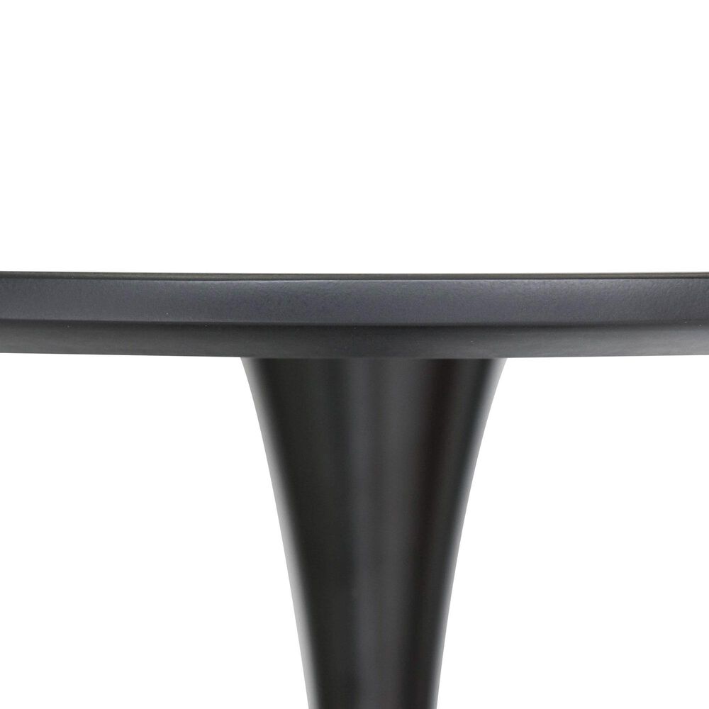 Leisuremod LeisureMod Bristol Mid-Century Modern Round Dining Table with a 31 Wood Top and Iron Pedestal Base with Gloss Finish for Kitchen and Dining Room, , large