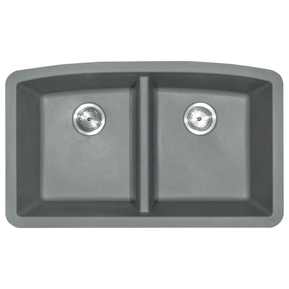 MS International 32.5" 50/50 Undermount Double Bowl Kitchen Sink in Matte Gray, , large