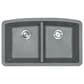 MS International 32.5" 50/50 Undermount Double Bowl Kitchen Sink in Matte Gray, , large