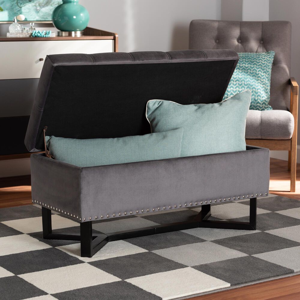 Baxton Studio Esther Storage Ottoman in Grey, , large