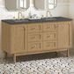 James Martin Vanities Laurent 60" Double Bathroom Vanity in Light Natural Oak with 3 cm Parisien Bleu Quartz Top and Rectangular Sinks, , large