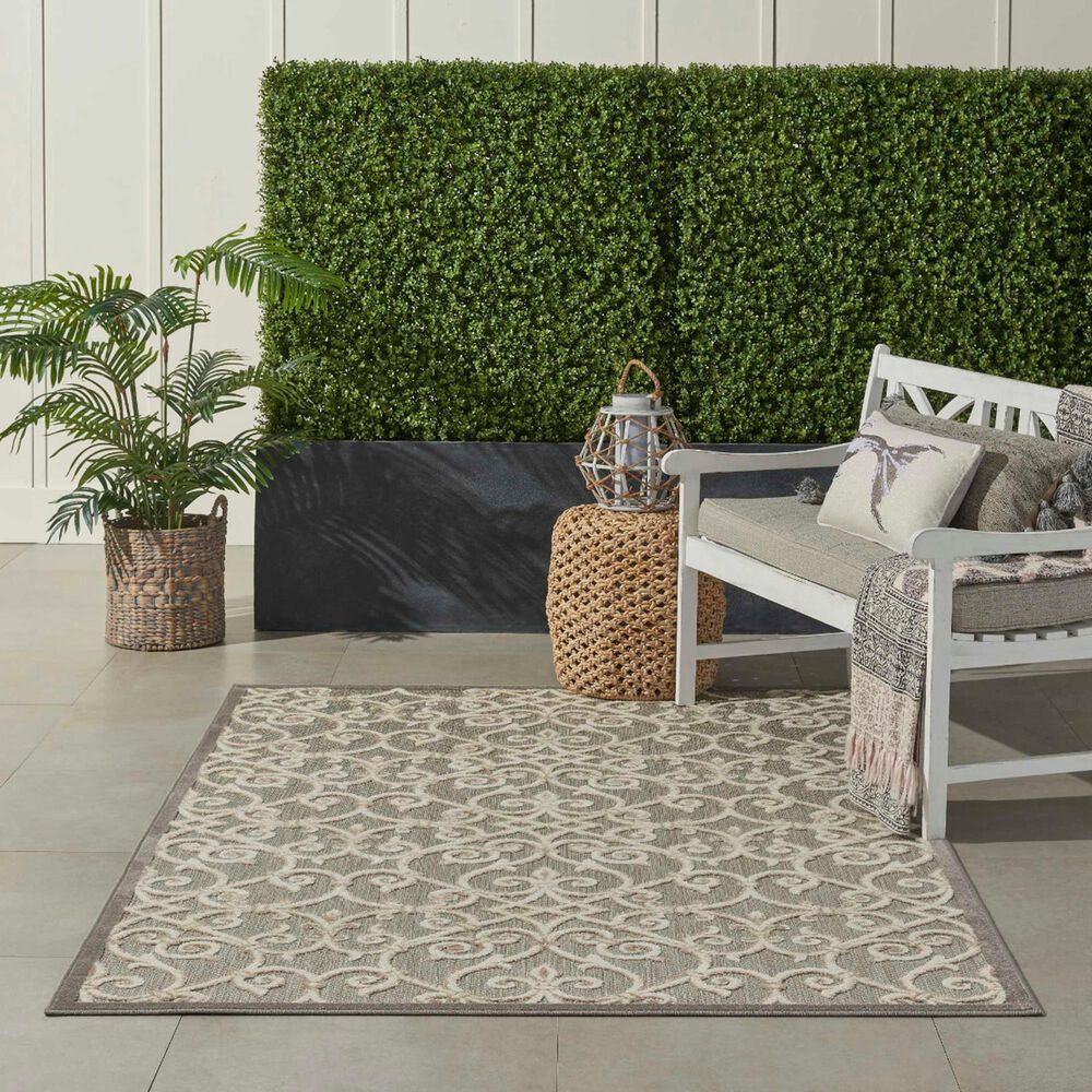Nourison Aloha Damask 3&#39;6&quot; x 5&#39;6&quot; Natural Indoor/Outdoor Area Rug, , large