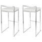 Lumisource Fuji Stackable Barstool with White Faux Leather in Brushed Stainless Steel (Set of 2), , large