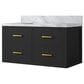 Lexora Home Castor 36" Single Bathroom Vanity in Black with 2 cm White Carrara Marble Top and Rectangular Sink, , large