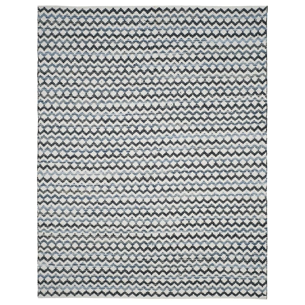 Safavieh Montauk Chevron 10" x 14" Ivory, Blue and Black Area Rug, , large