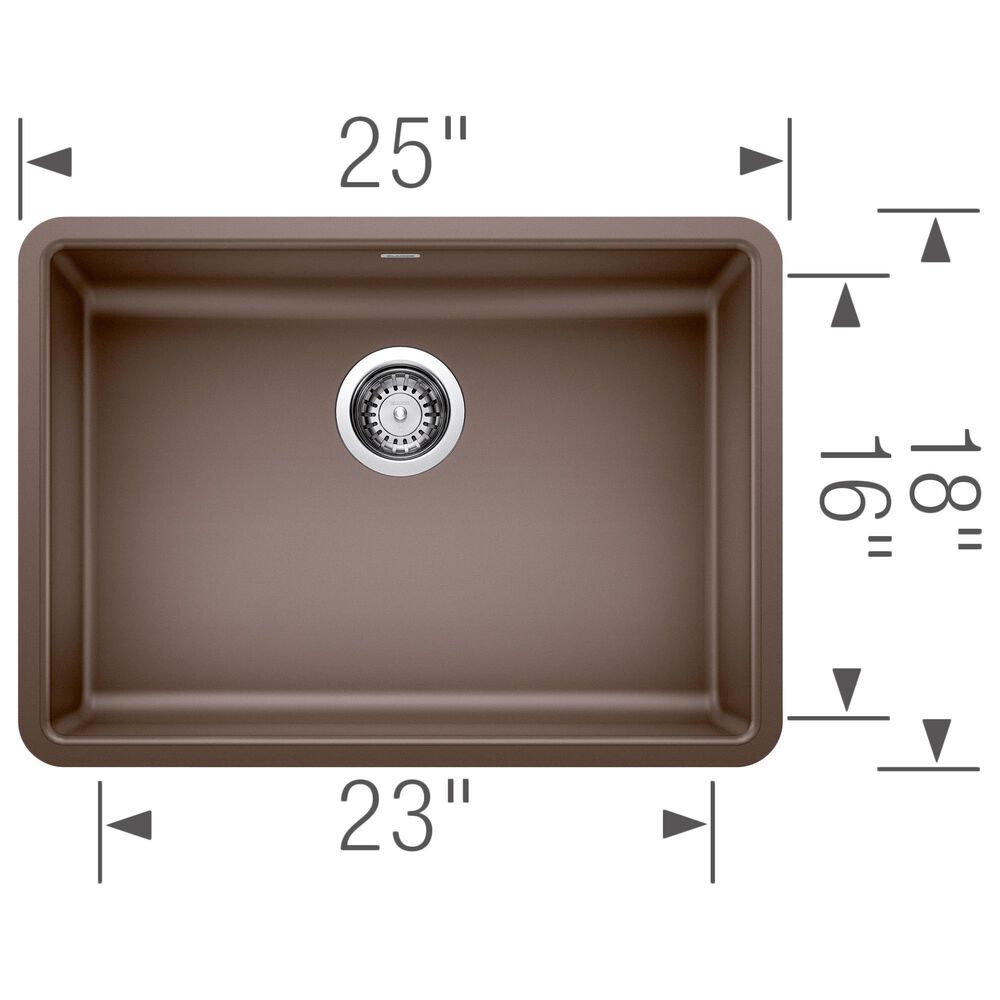 Blanco Precis 25&quot; ADA Single Bowl Kitchen Sink in Cafe, , large
