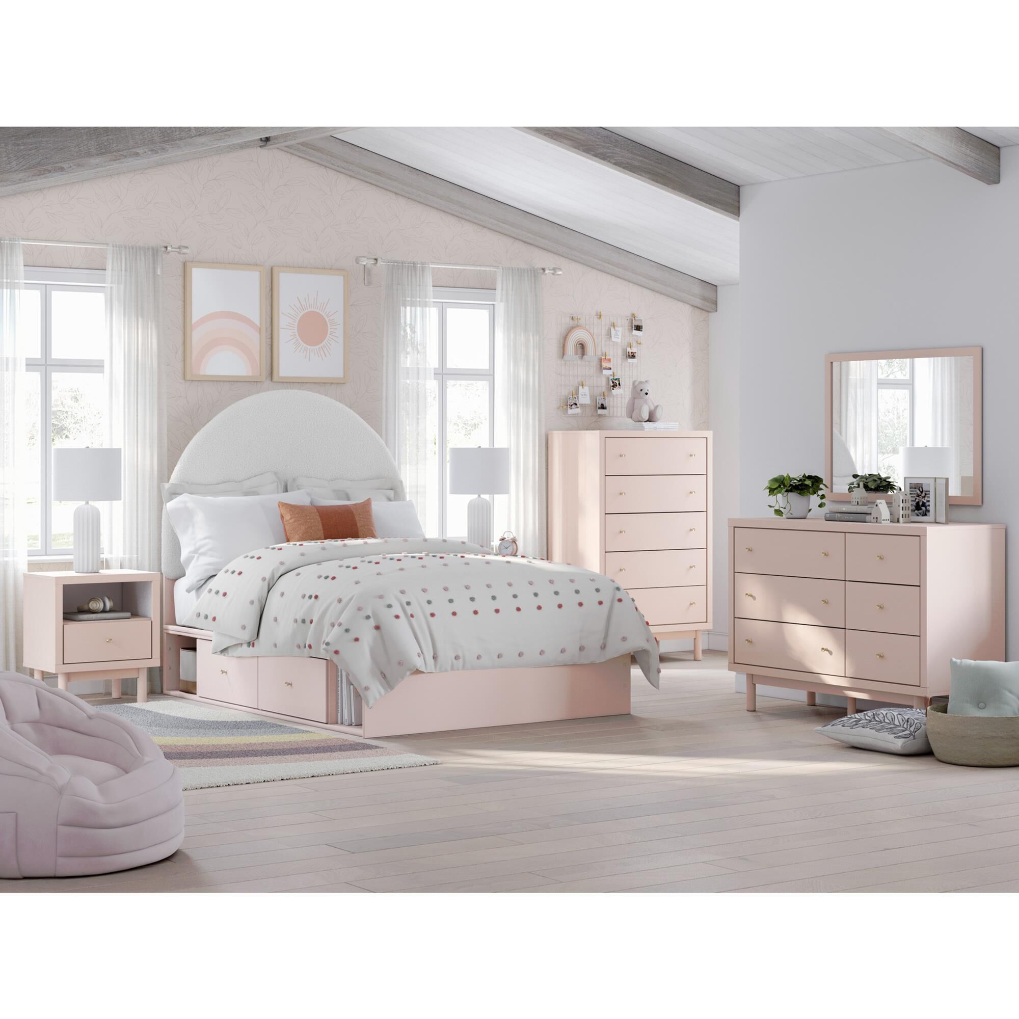 Ashley 4-Piece Full Bed Set in Pink