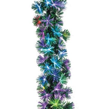 The Gerson Company 6" Pre-Lit Artificial Fiber Optic Garland with Color Changing LED Lights in Green, , large