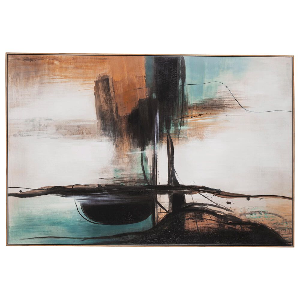 Ashley Brunonia 70.75" x 47.13" Wall Art in Teal, Orange and Black, , large
