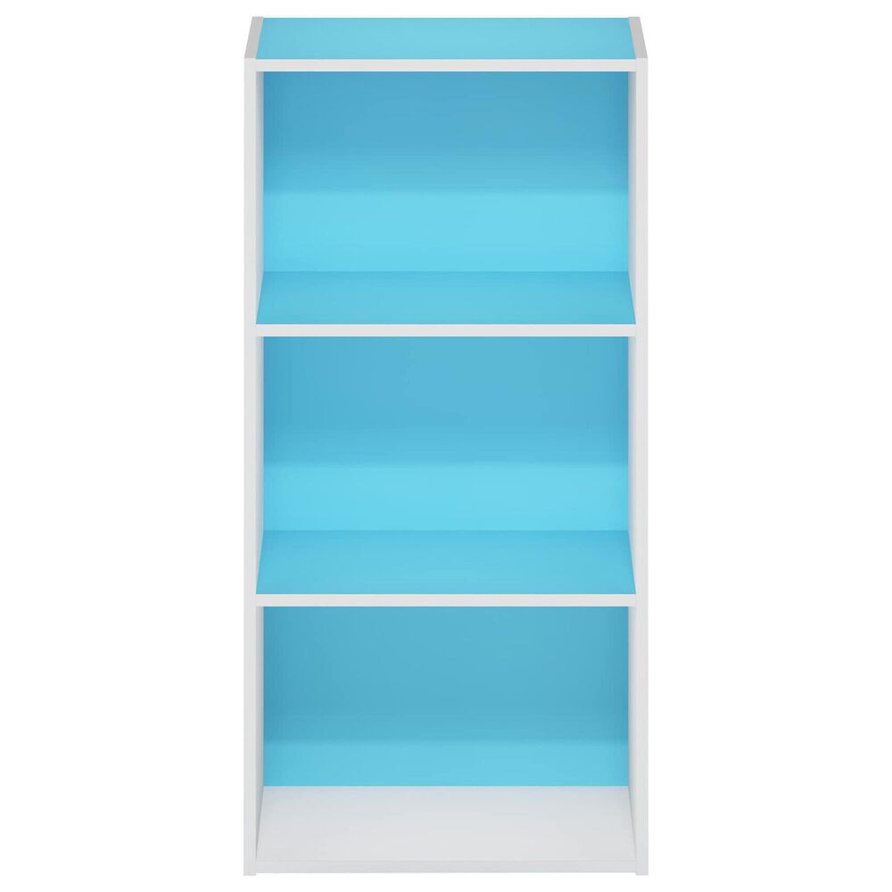 HOMLUX 3-Tier Open Shelf Bookcase in Light Blue and White, , large