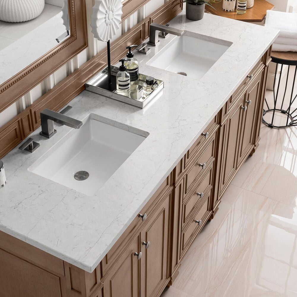 James Martin Vanities Bristol 72" Double Bathroom Vanity in Whitewashed Walnut with 3 cm Eternal Jasmine Pearl Quartz Top and Rectangle Sinks, , large