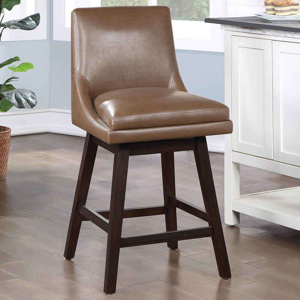 OSP Home Allingham 26&quot; Swivel Counter Stool with Molasses Cushion in Dark Walnut, , large