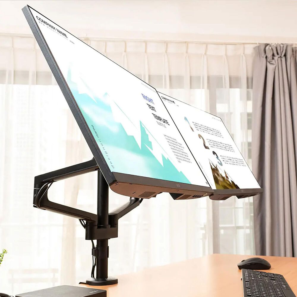 MSI Dual Monitor Desk Mount for 17&quot;-32&quot; Screen in Matte Black, , large