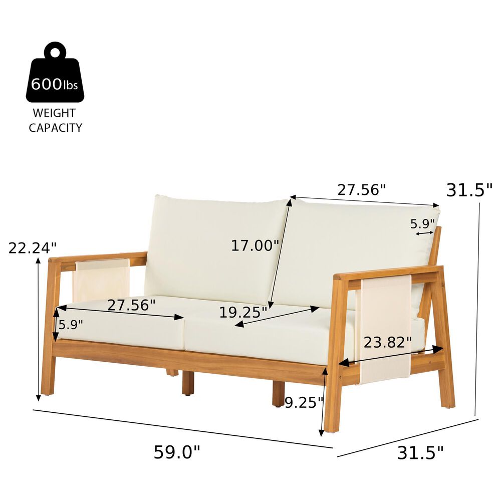 HOMLUX 2-Piece Outdoor Conversation Set with Cushions in Brown and Beige, , large