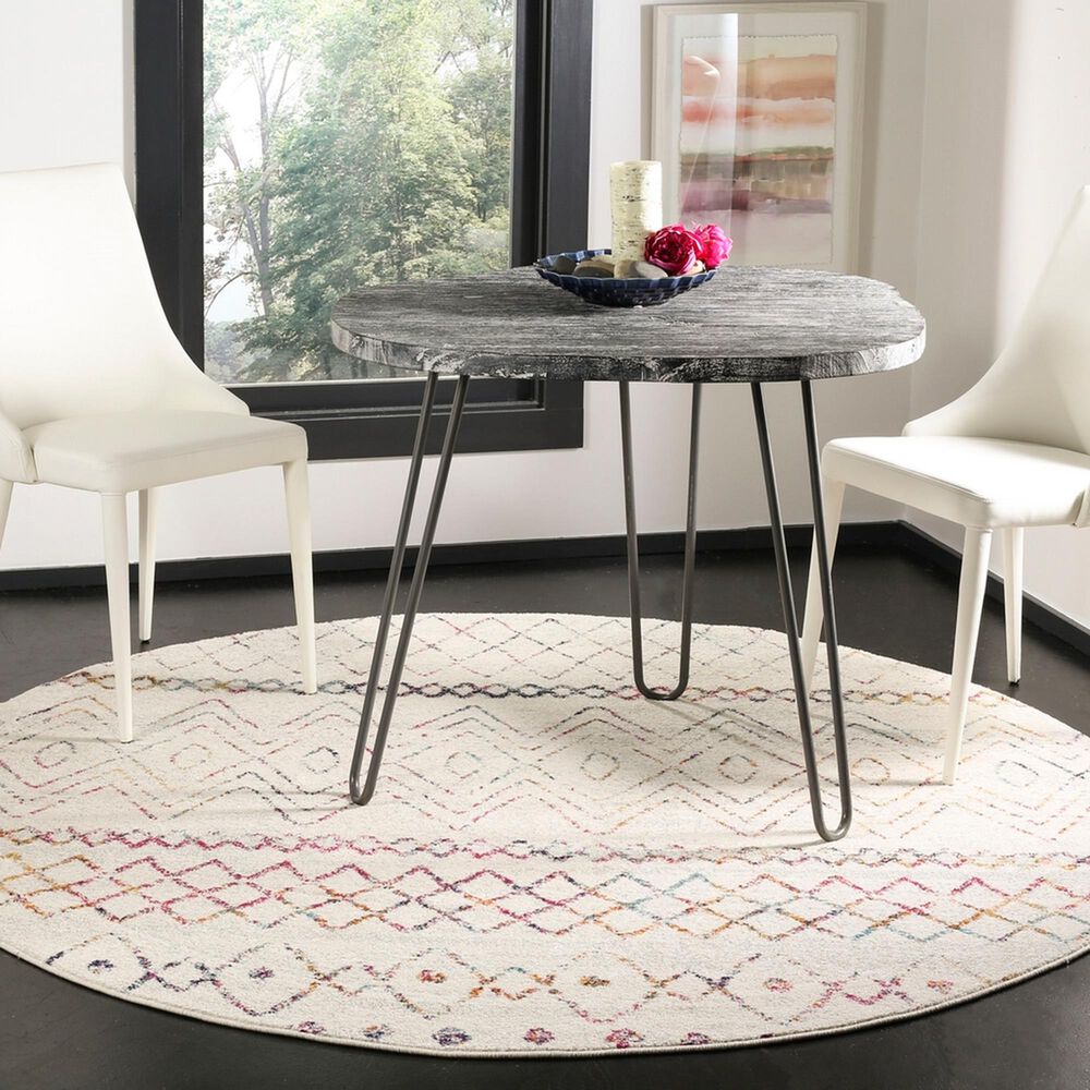 Safavieh Madison MAD798A 5&#39; Round Ivory and Fuchsia Area Rug, , large