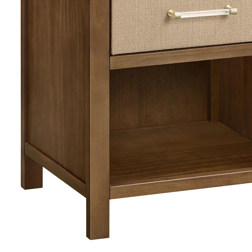 DaVinci Eloise Nightstand with Sand Upholstered Drawer in Natural Walnut, , large