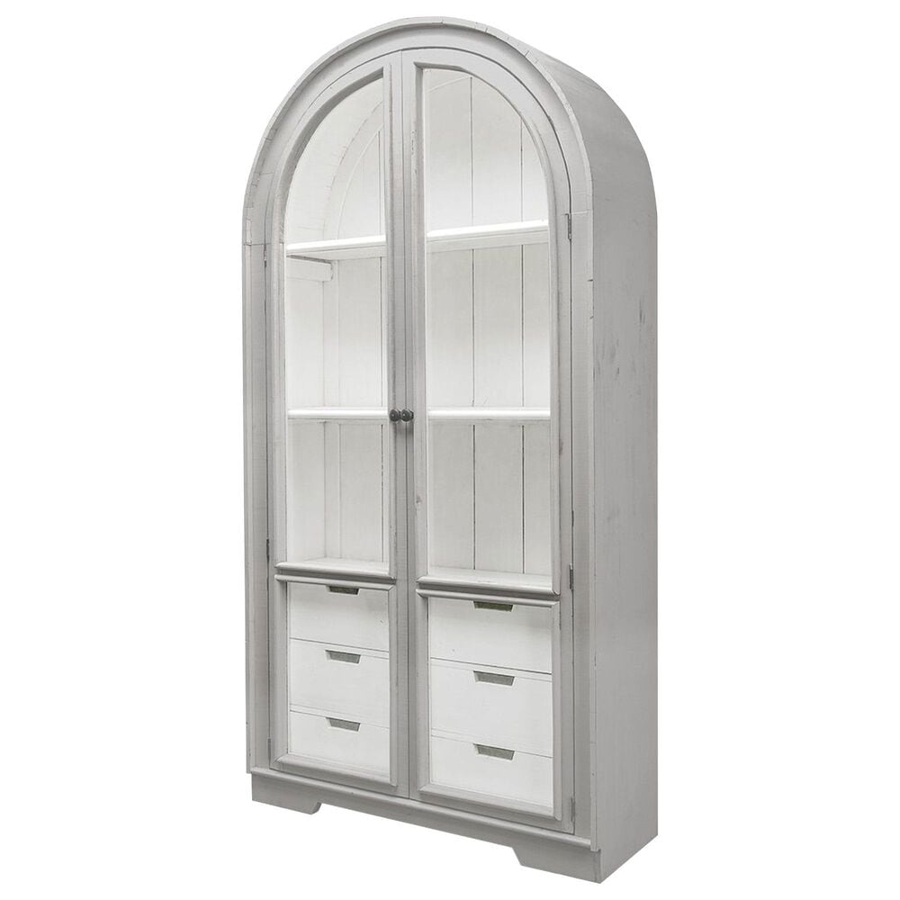 Rustic Imports Julia Curved 6-Drawer Hutch in Aged Grey and White, , large