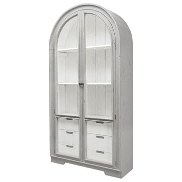Rustic Imports Julia Curved 6-Drawer Hutch in Aged Grey and White, , large