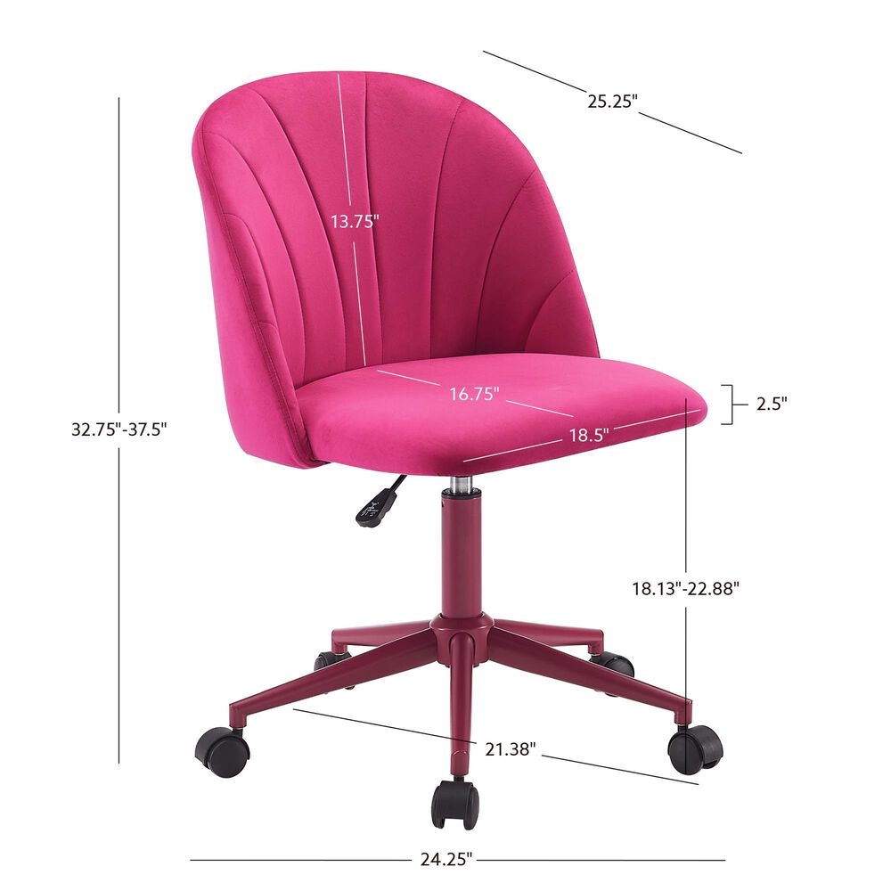 Linden Boulevard Velvet Desk Chair in Hot Pink, , large
