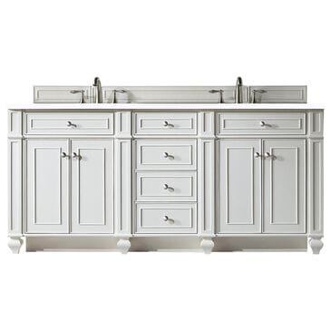 James Martin Vanities Bristol 72" Double Bathroom Vanity in Bright White with 3 cm White Zeus Quartz Top and Rectangular Sinks, , large