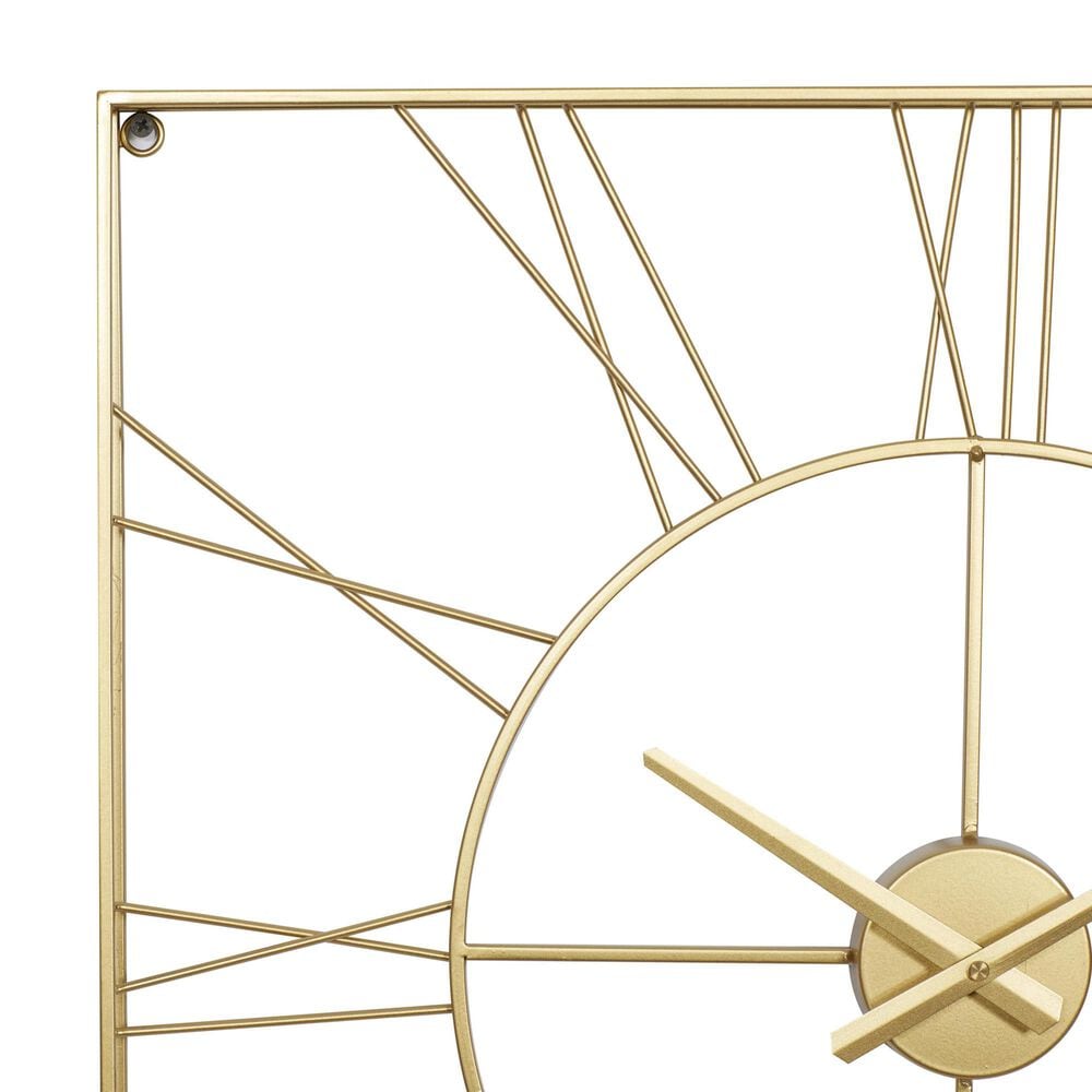Maple and Jade Open Frame Square Decorative Wall Clock in Polished Gold, , large