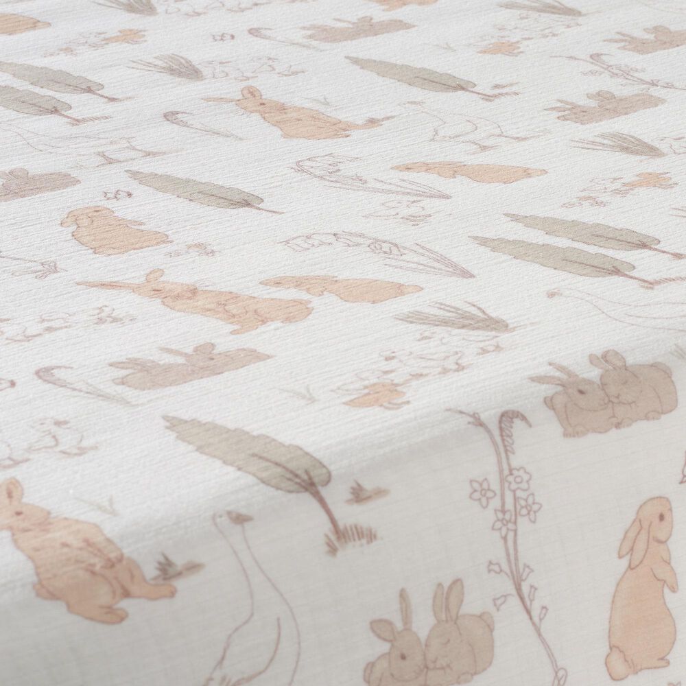 Lambs &amp; Ivy Bunny Hop Fitted Crib Sheet in White, , large