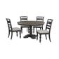 Boulder & Pine French Country Pedestal Dining Table with Upholstered Side Chairs in Black and Dark Gray, , large