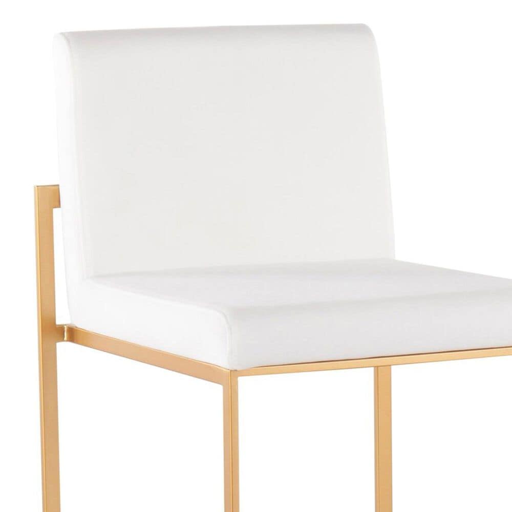 LumiSource Fuji 30" Bar Stool with White Upholstery in Gold (Set of 2), , large