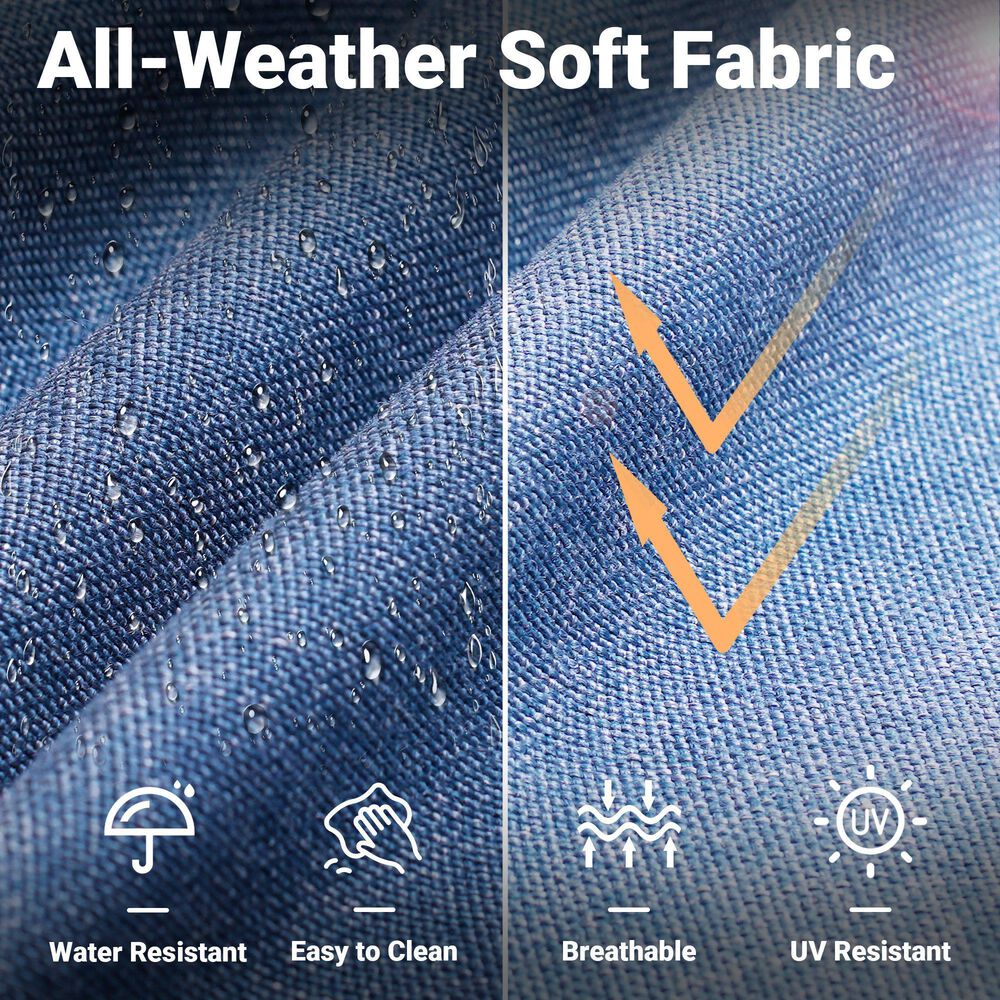 HOMLUX 7-Piece Patio Conversation Set with Rocking Chairs and Fire Pit Table in Denim Blue, , large